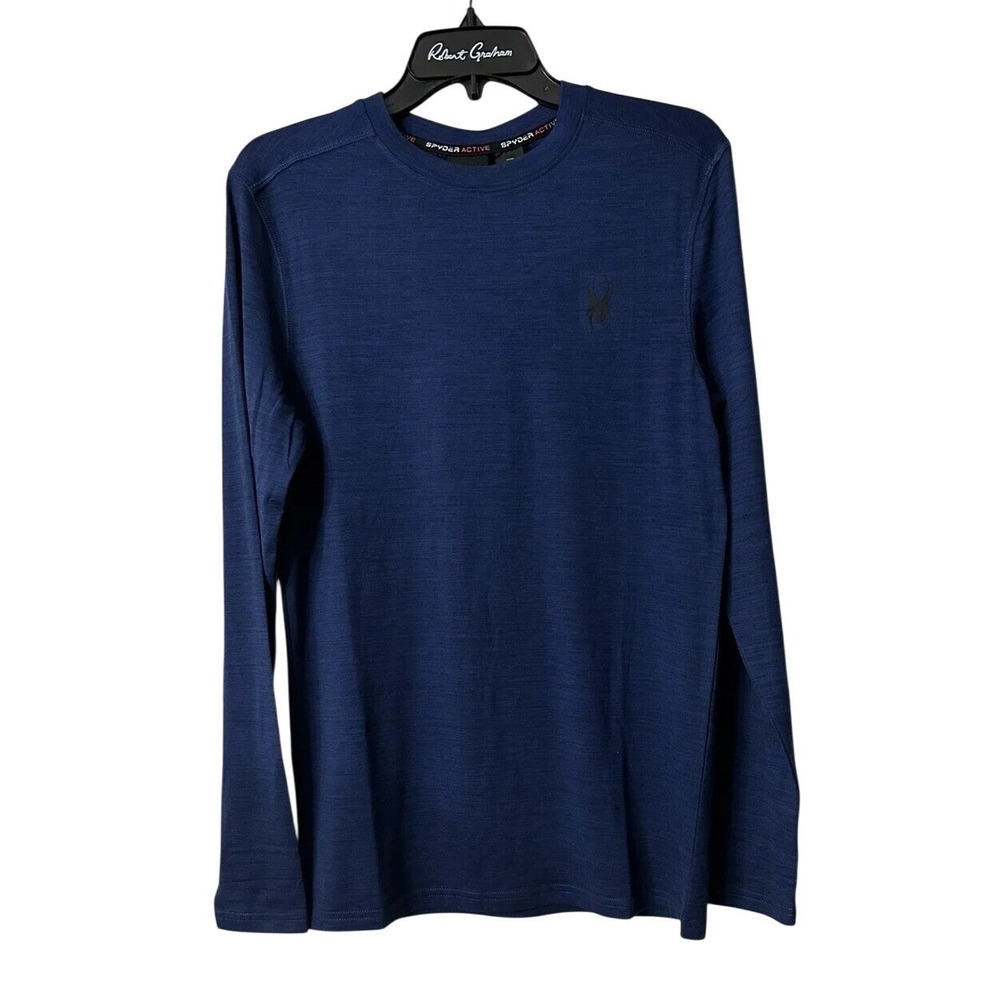 NWT Spyder Active Mens Long Sleeve Quick Dry Breathable Blue Shirt Size Small